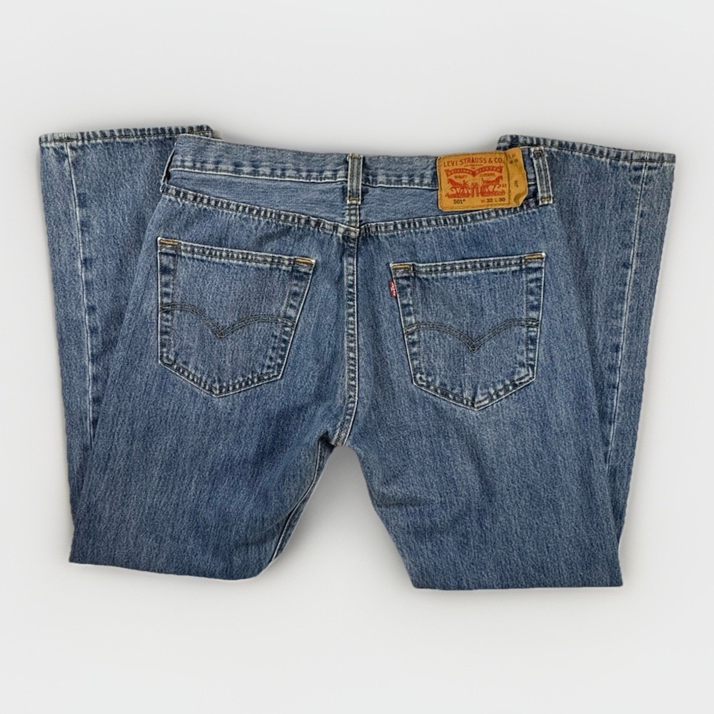 Levi's Men's 501 34x30 Original Straight Fit Jeans - Dark Wash - Picture 8 of 12